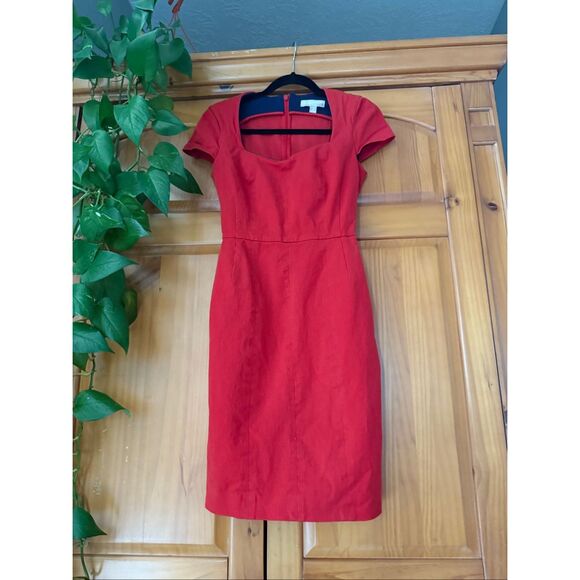 Banana Republic Red Short-Sleeve Sheath Dress - Size 4 - Picture 3 of 12